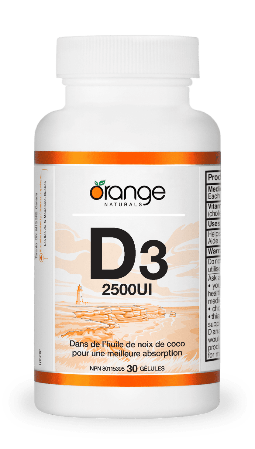D3 gélules 2500UI - huile de noix de coco biologique