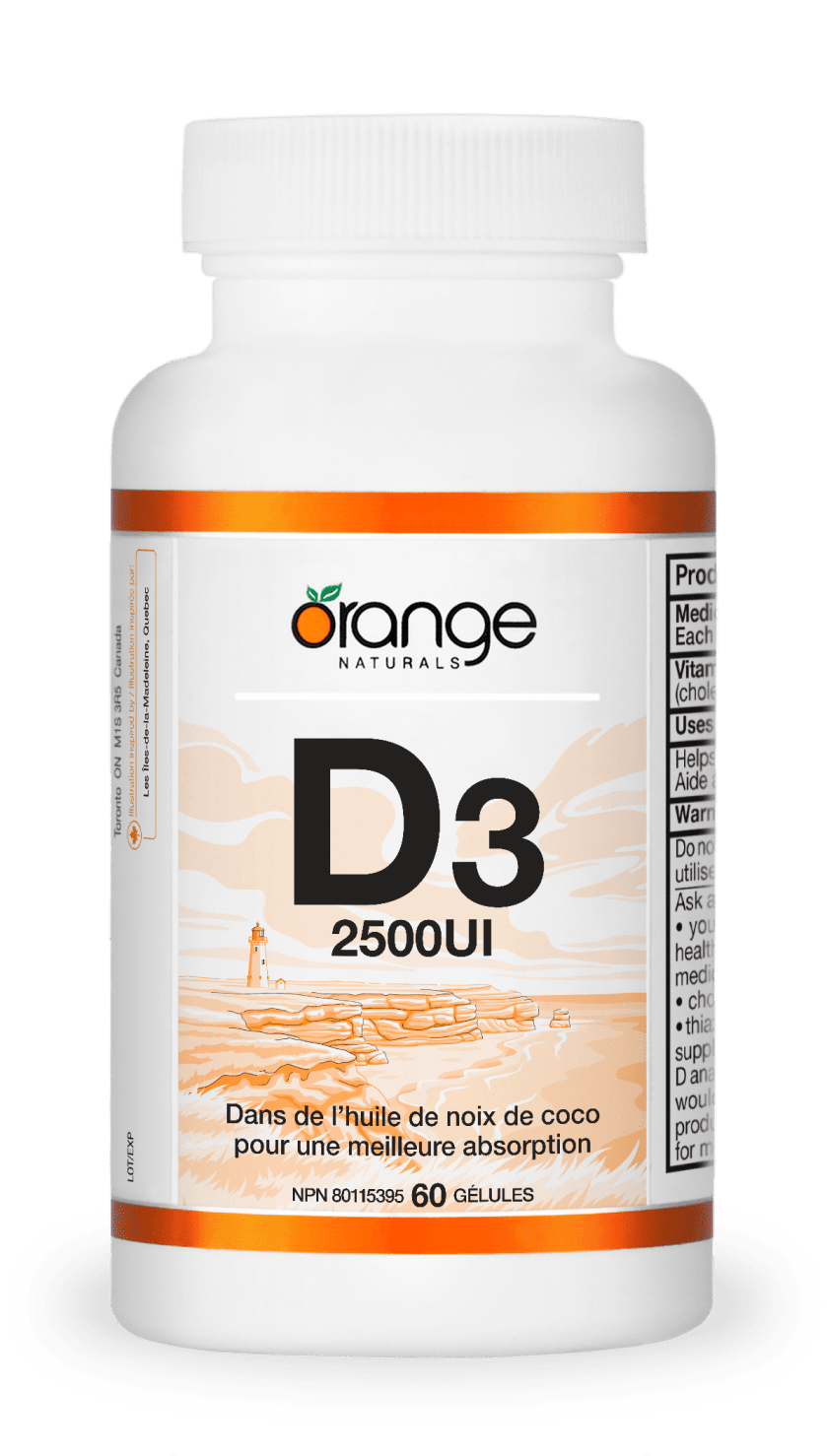 D3 gélules 2500UI - huile de noix de coco biologique